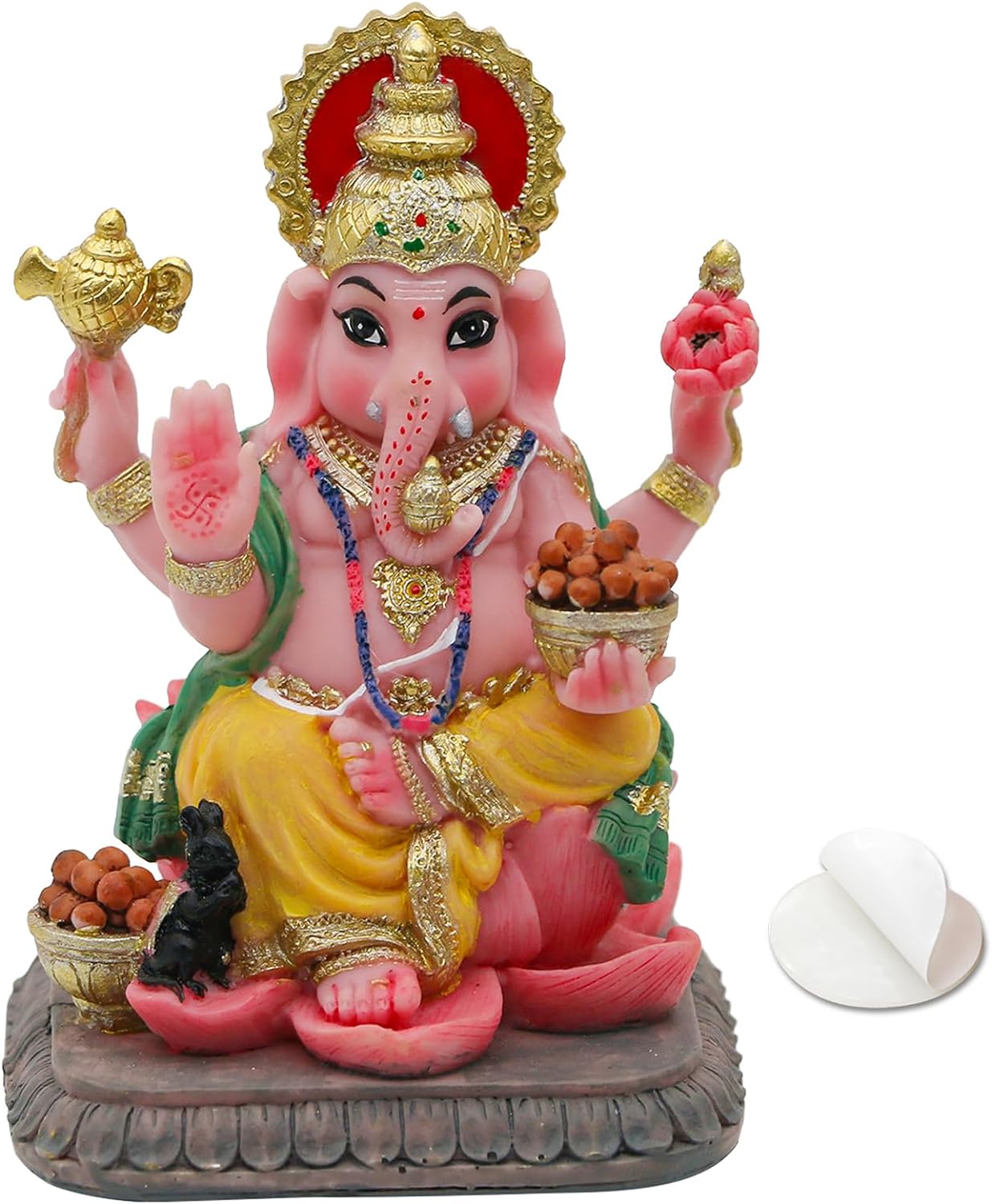 alikiki Indian God Lord Ganesha Statue - 4.1”H Multicolor Hindu Idol Ganesh for Car Dashboard Decor India Murit Home Office Mandir Temple Altar Pooja Item Diwali Puja Gifts