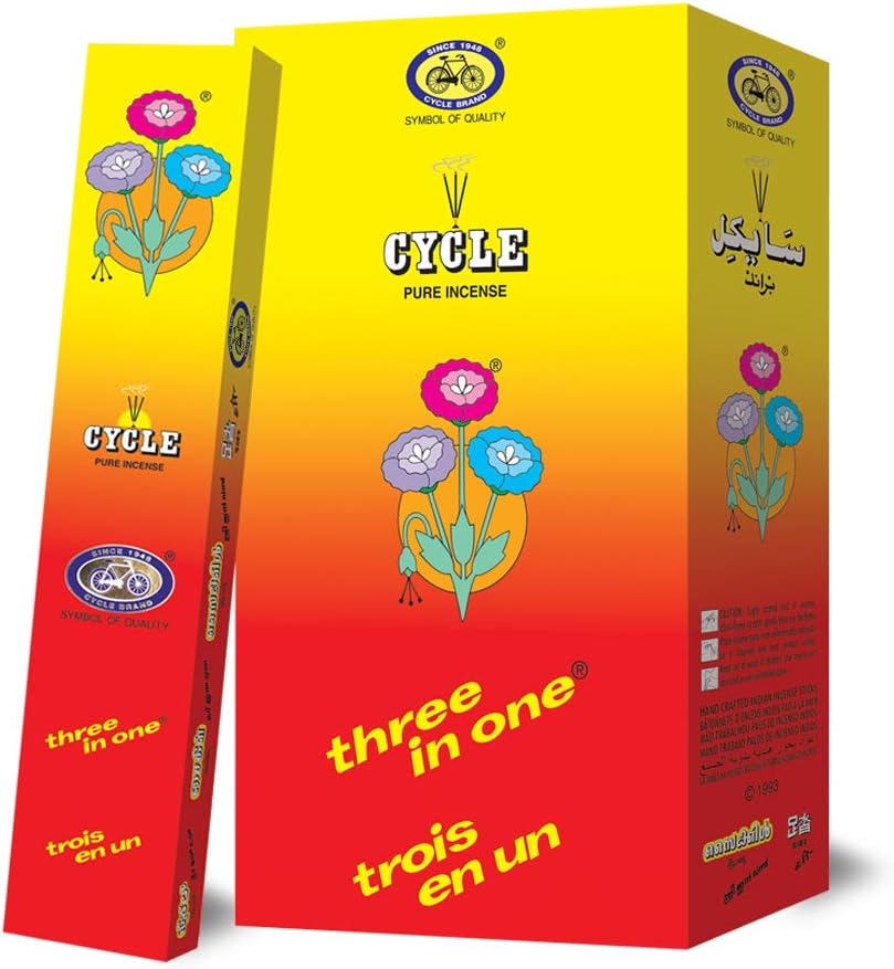 Cycle Brand Three in One Incense Sticks, 252 Sticks | 9 Inch Agarbatti Sticks with 40 Mins Burning time | 3 Signature Fragrances Floral, Woody, Lily | Natural Fragrance for Puja  Meditation