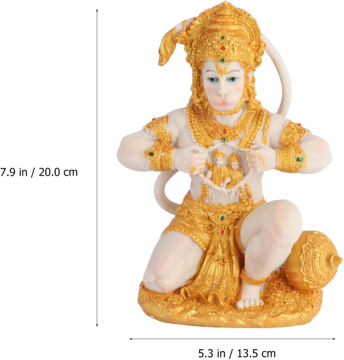 DOITOOL Gold Hanuman Statue Lord Sculpture India Figurine Collection Idol Murti Pooja Sculpture for Home Temple Mandir Car Dashboard Decor