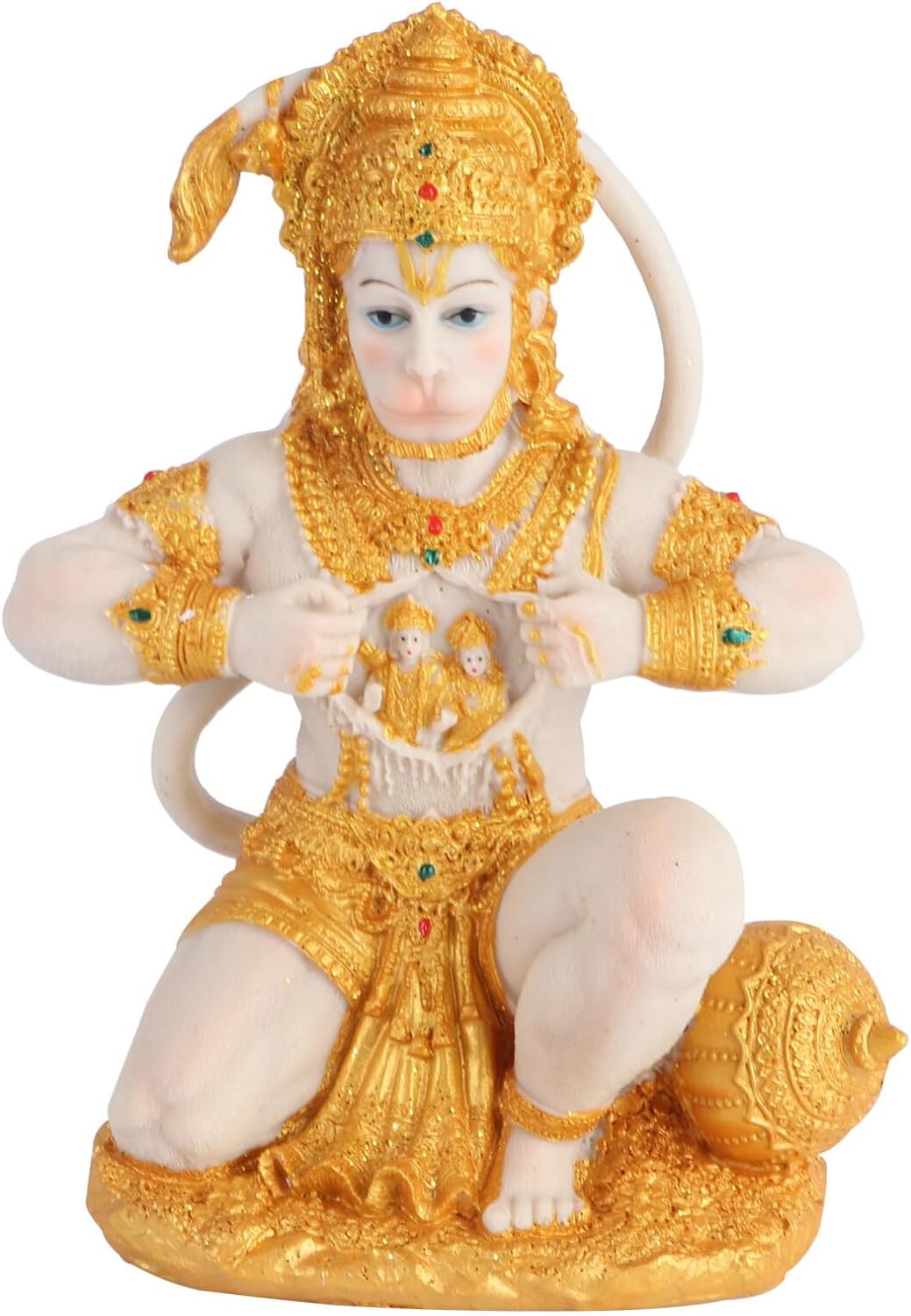 DOITOOL Gold Hanuman Statue Lord Sculpture India Figurine Collection Idol Murti Pooja Sculpture for Home Temple Mandir Car Dashboard Decor