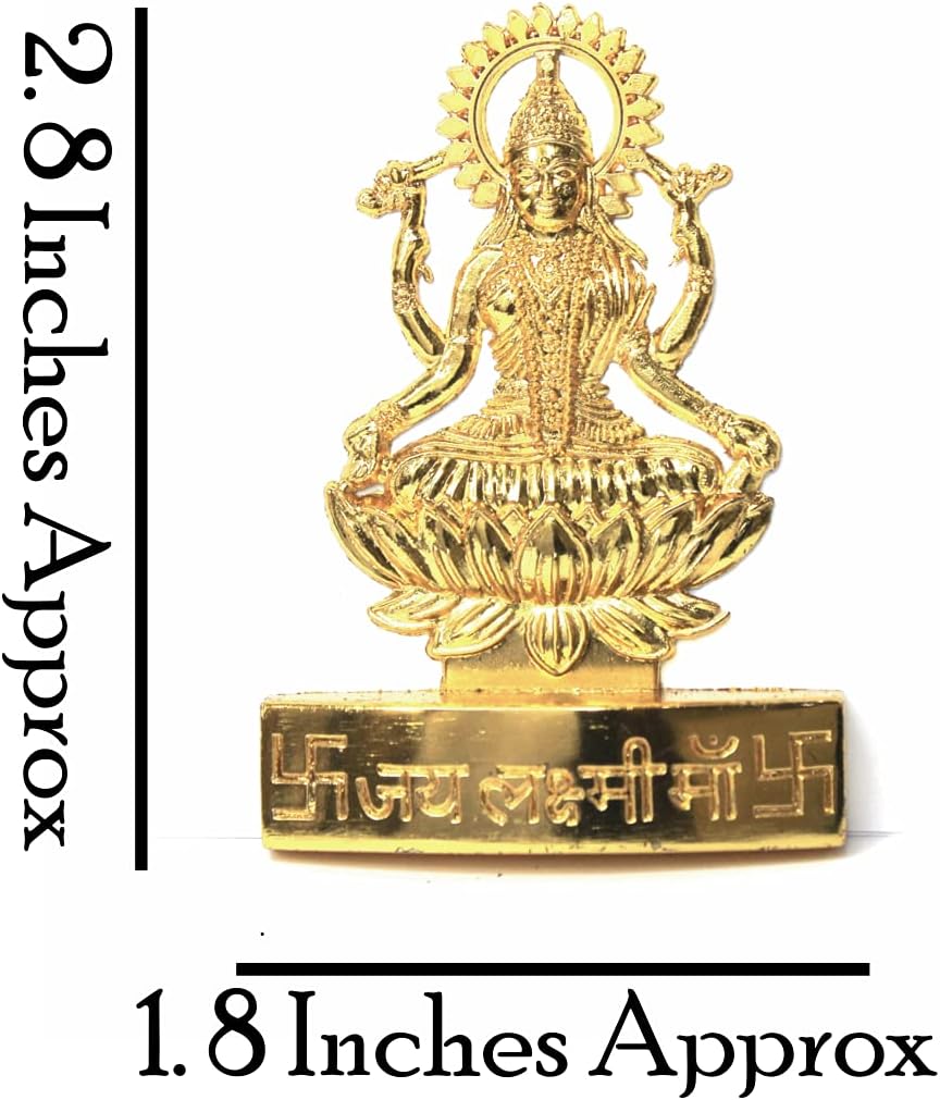 GRI9 Indian Hinduism Home Temple Decor Ashtadhatu ( Mix Metal ) Sculptures Statue Idol Figurine Murti for Pooja / Gift / Diwali Puja (Laxmi Kuber Sitting Small)