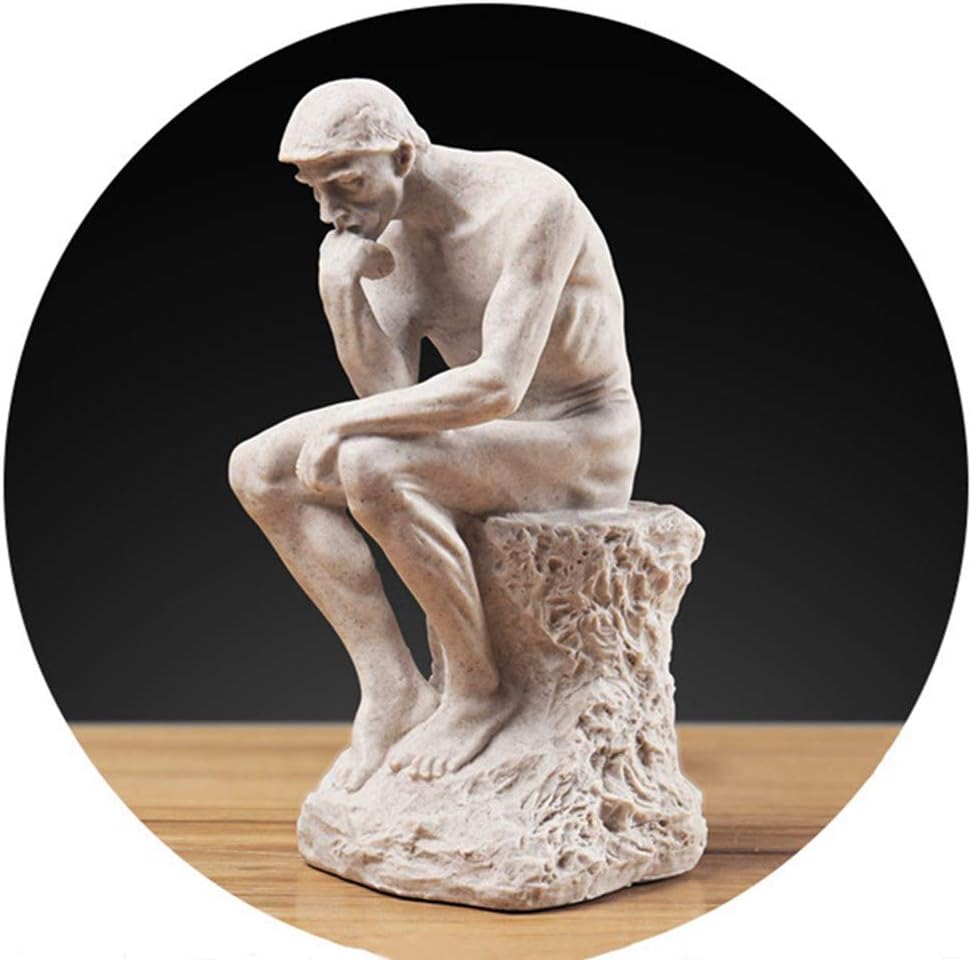 NEWQZ Creative Thinker Statues Individual Figurine for Living Room Decor H 9.6 Inch (Sandstone)