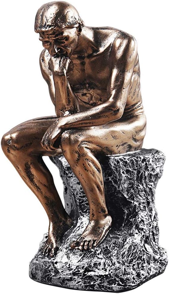 NEWQZ Creative Thinker Statues Individual Figurine for Living Room Decor H 9.6 Inch (Sandstone)