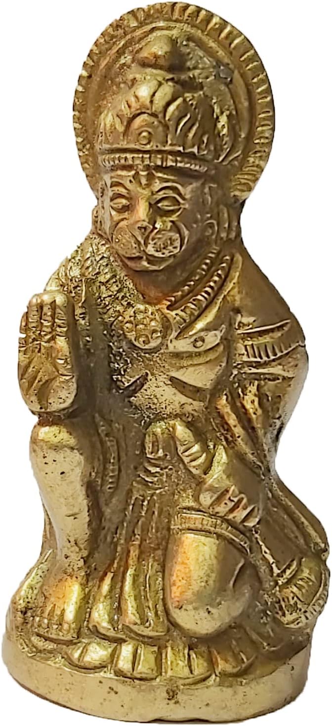 PARIJAT HANDICRAFT Hanuman Brass Idol Hindu god of Strength Statue Hanuman Large Idols for Temple Home and Office (Hanuman-ji)