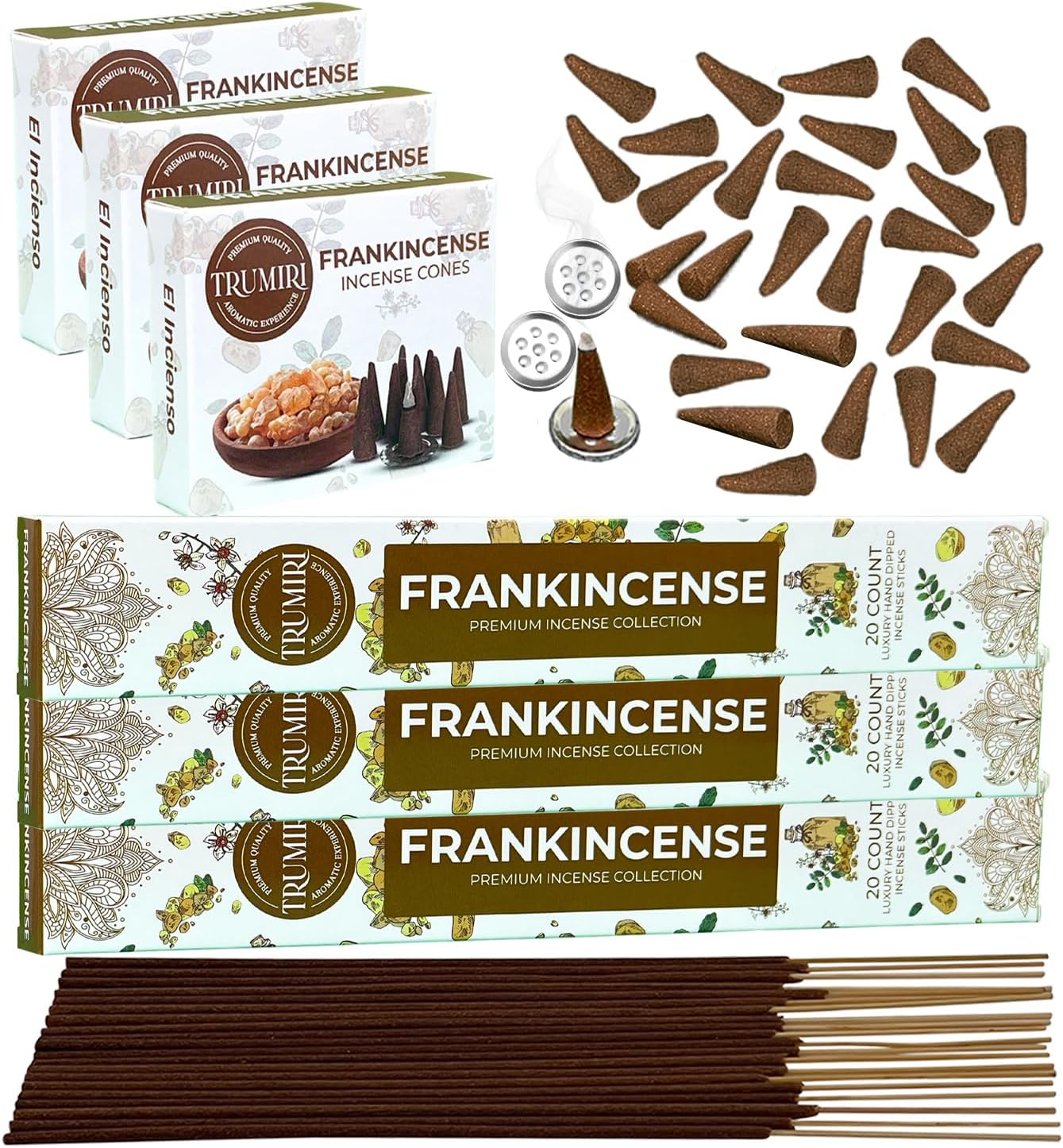 Rose Incense Sticks  Incense Cones Combo Pack - 60 Insence-Sticks + 30 Insence Cones - Inscense - Incense Cones Scented - Insents