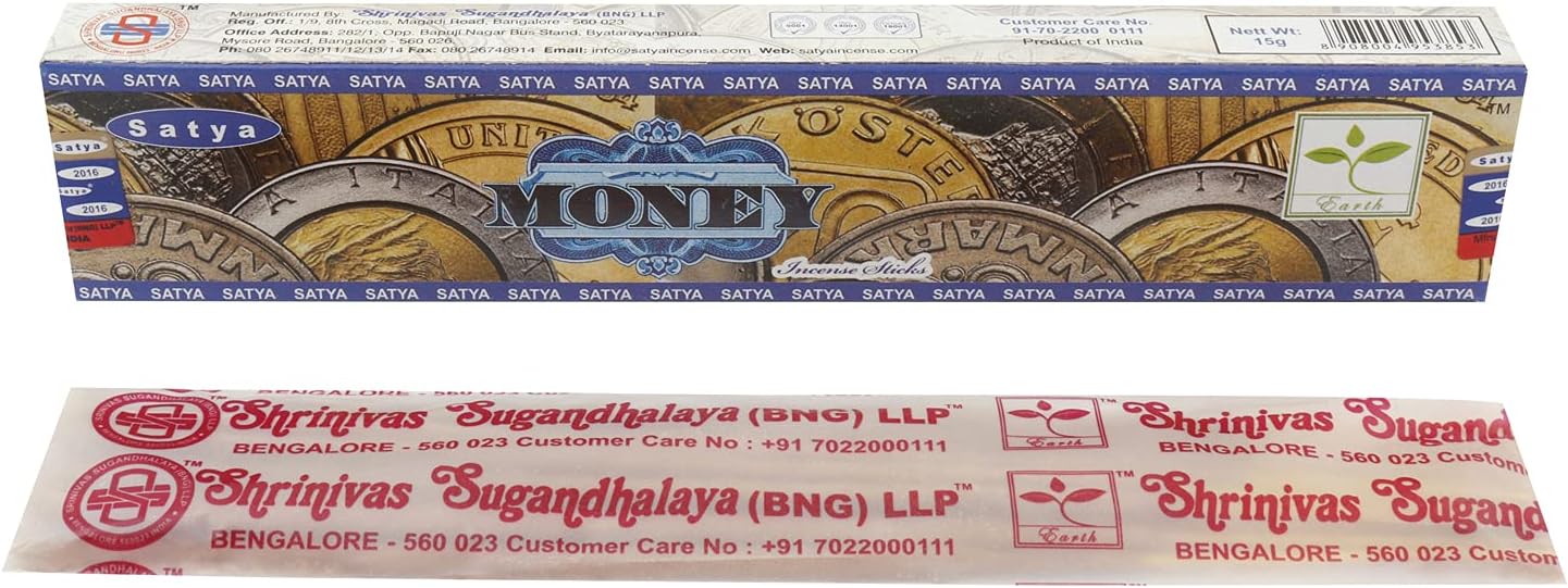 Sharvgun Satya Money Fragrance Incense Stick Pack of 12 Aggarbatti Home Scent Fragrance Aromatherapy 15G X 12 Pack (180G)