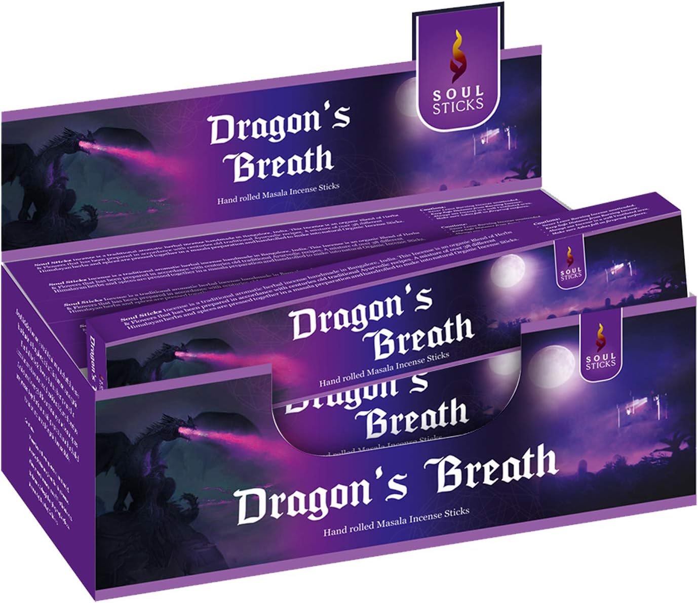 Soul Sticks Hand-Rolled Incense Sticks Evil Spirit Blends 180 Gram Box | 100% Natural Masala Incense Organic Home Fragrance Agarbatti (Dragon’s Breath)