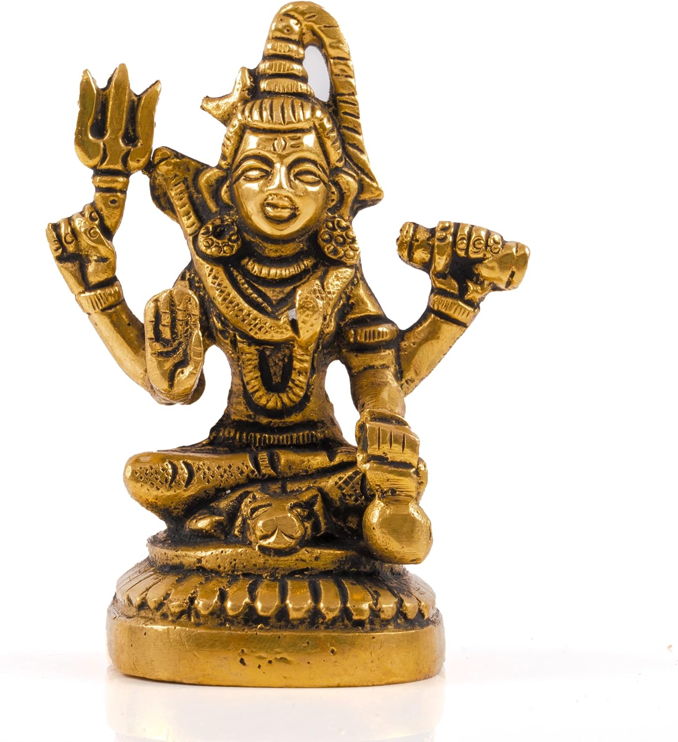 Tarini Gallery Brass Pooja Murti Idol Statue God Lord Spiritual Religious Sculpture Indian Antique Statue Décor Showpiece for Home Entrance Temple Puja Decoration Festivals Diwali and Gifting (Shiva)