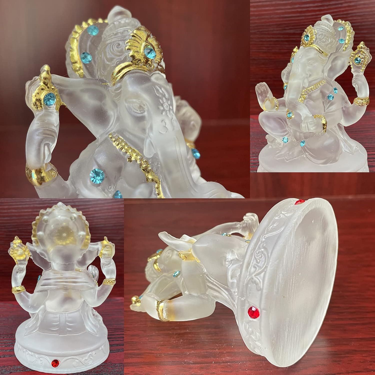 YUEFUDU Elephant God Statue Decorative Statue of Indian Buddha, with LED lamp Base, 4.1 inch Indian Elephant God Collection Decoration, Living Room Bedroom Decoration, Meditation Sculpture