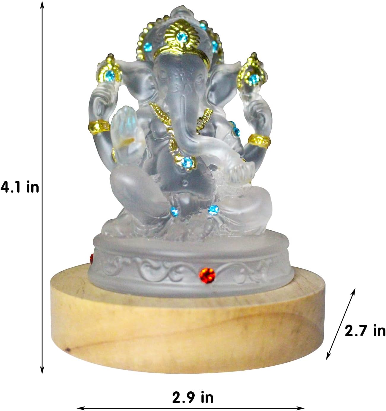 YUEFUDU Elephant God Statue Decorative Statue of Indian Buddha, with LED lamp Base, 4.1 inch Indian Elephant God Collection Decoration, Living Room Bedroom Decoration, Meditation Sculpture