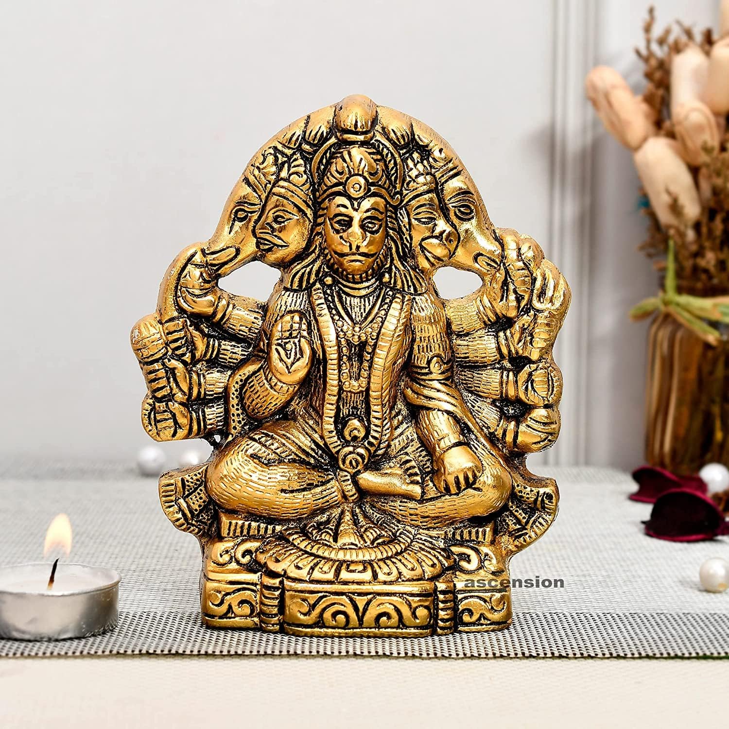 Brass Hanuman Ji Statue Religious Idol Showpiece Indian Handmade Home Decor by Personalized Everything
