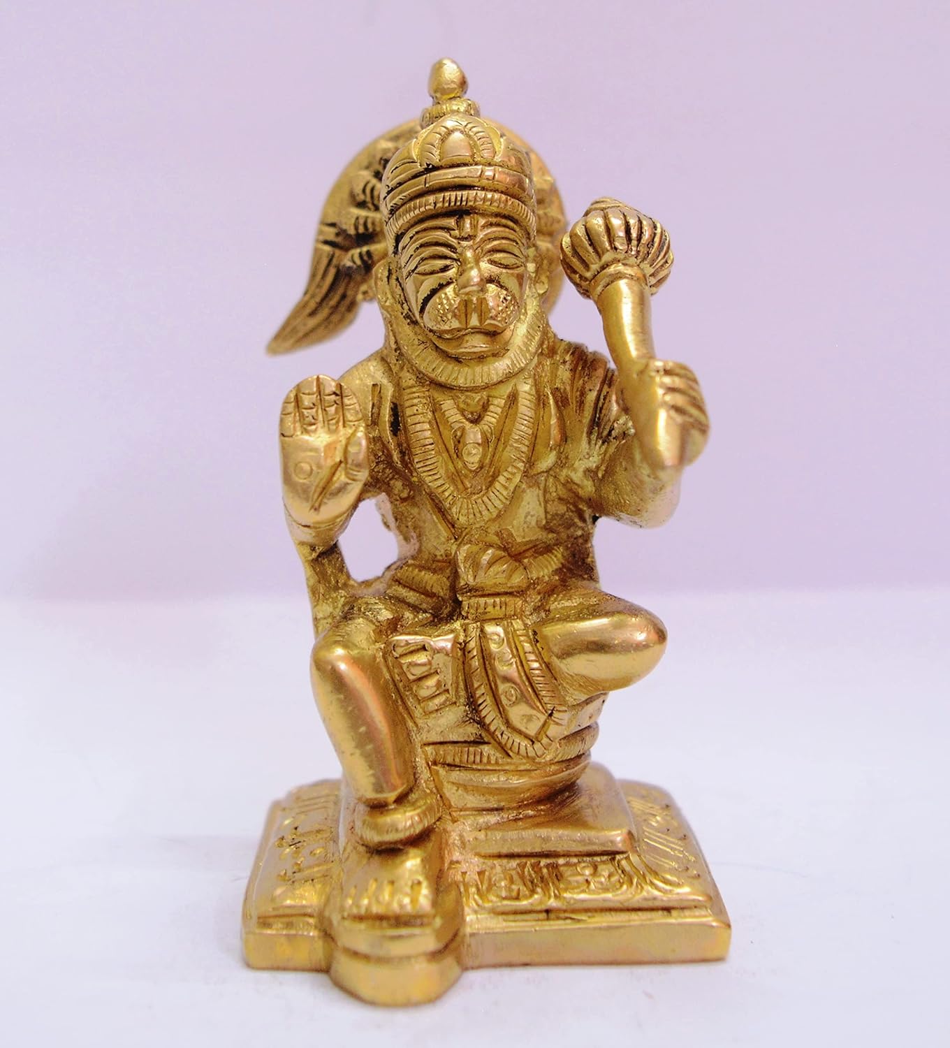 Brass Hanuman Statue Murti Idol 2.25 inch (130 Gram) Brass Lord Bajrangbali Sculpture Decorative Worship Hindu Gods for Home Decor Deity Idol Gift | Anjaneya Pavanputra Maruti Figurine for worship