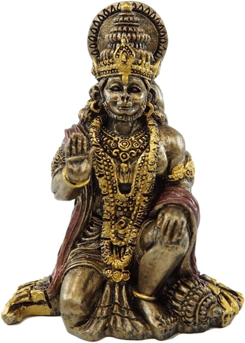 Ebros Eastern Enlightenment Vastu Hindu Ramayana Hanuman Monkey Hindu God Miniature Figurine 2.75 Tall Deity Symbol of Strength Devotion and Perseverance Mini Sculpture