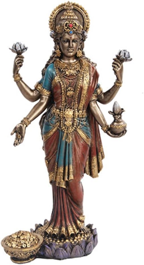 Pacific Giftware PTC 10 Inch Lakshmi Mythological Indian Hindu Goddess Statue Figurine