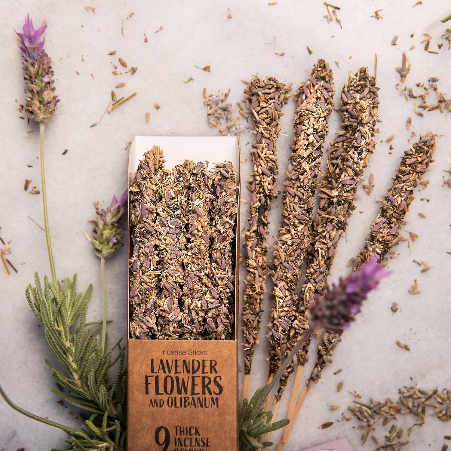 Sagrada Madre Lavender Natural Fine Incense Stick. 100% Sustainable. Natural Organic Herbs. Handcrafted. Vegan. Eco. Two Boxes of 9 Units Each. 18 Units in Total. Made in Argentina.