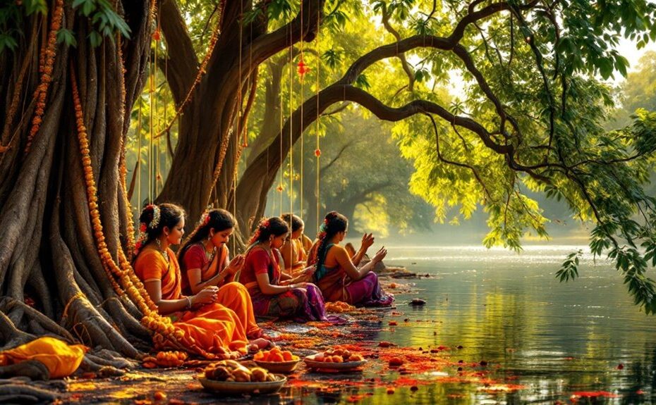 women tying sacred threads